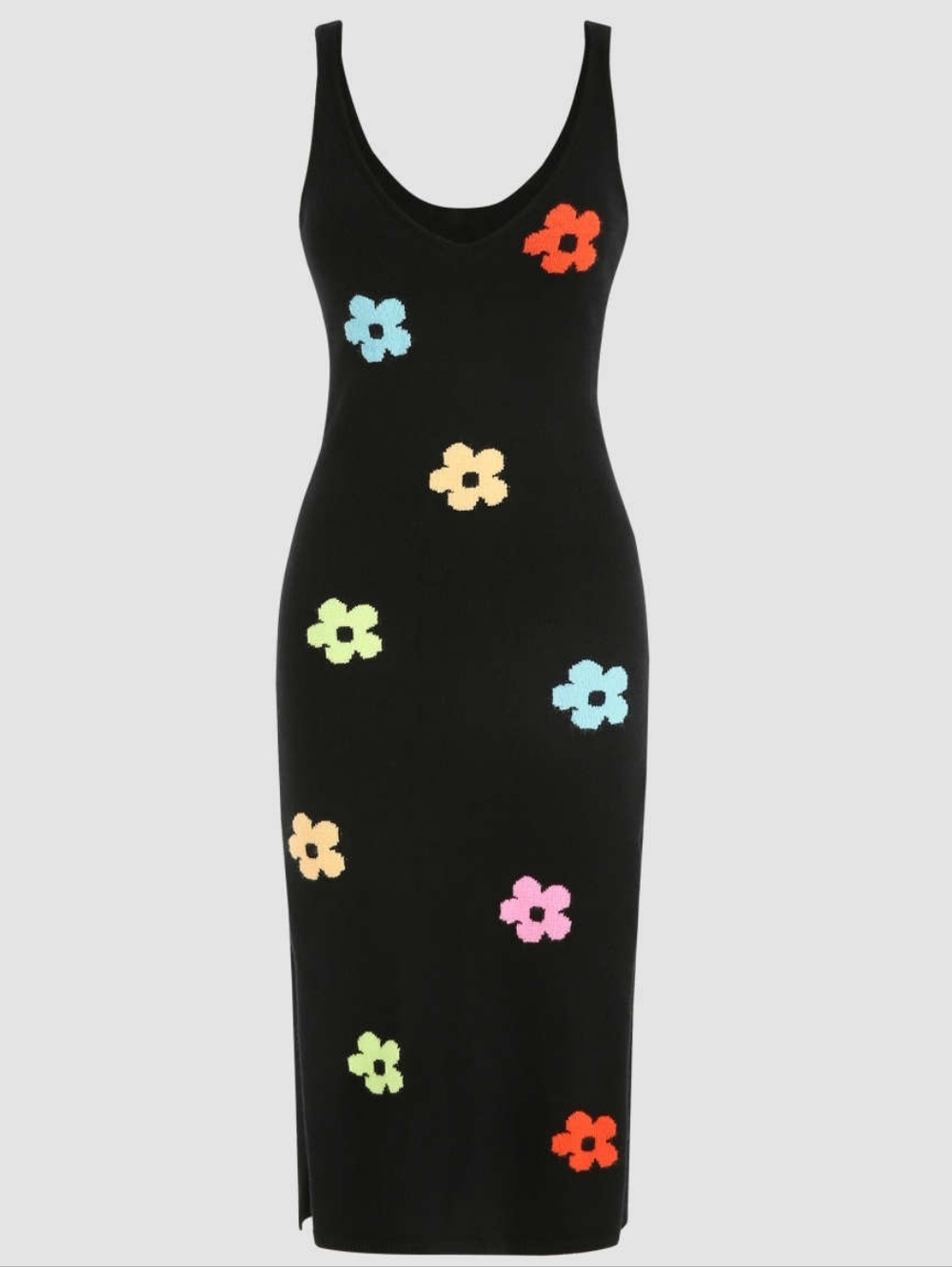 NWT Cider Curve Floral Knit Midi Dress - Black Multicolor Flower - 3XL